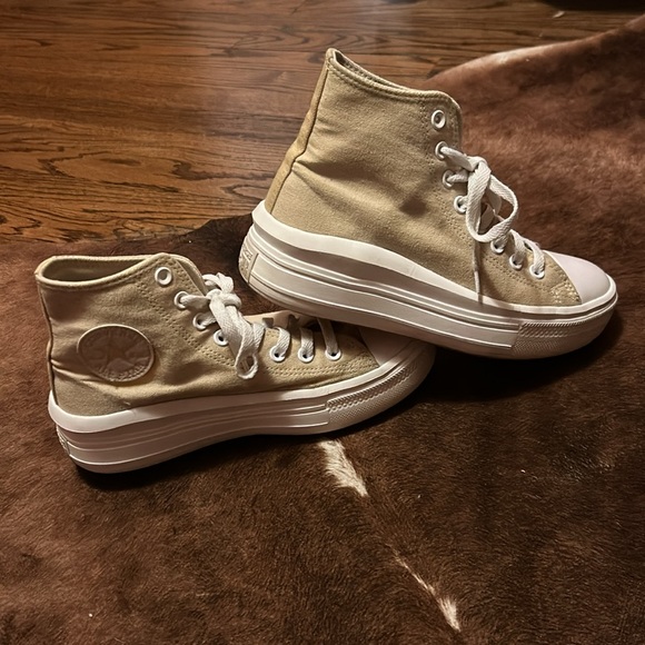 Converse Chuck Taylor All Star Move High Platform Shoes Size 8.5 Tan Farro - Picture 5 of 8